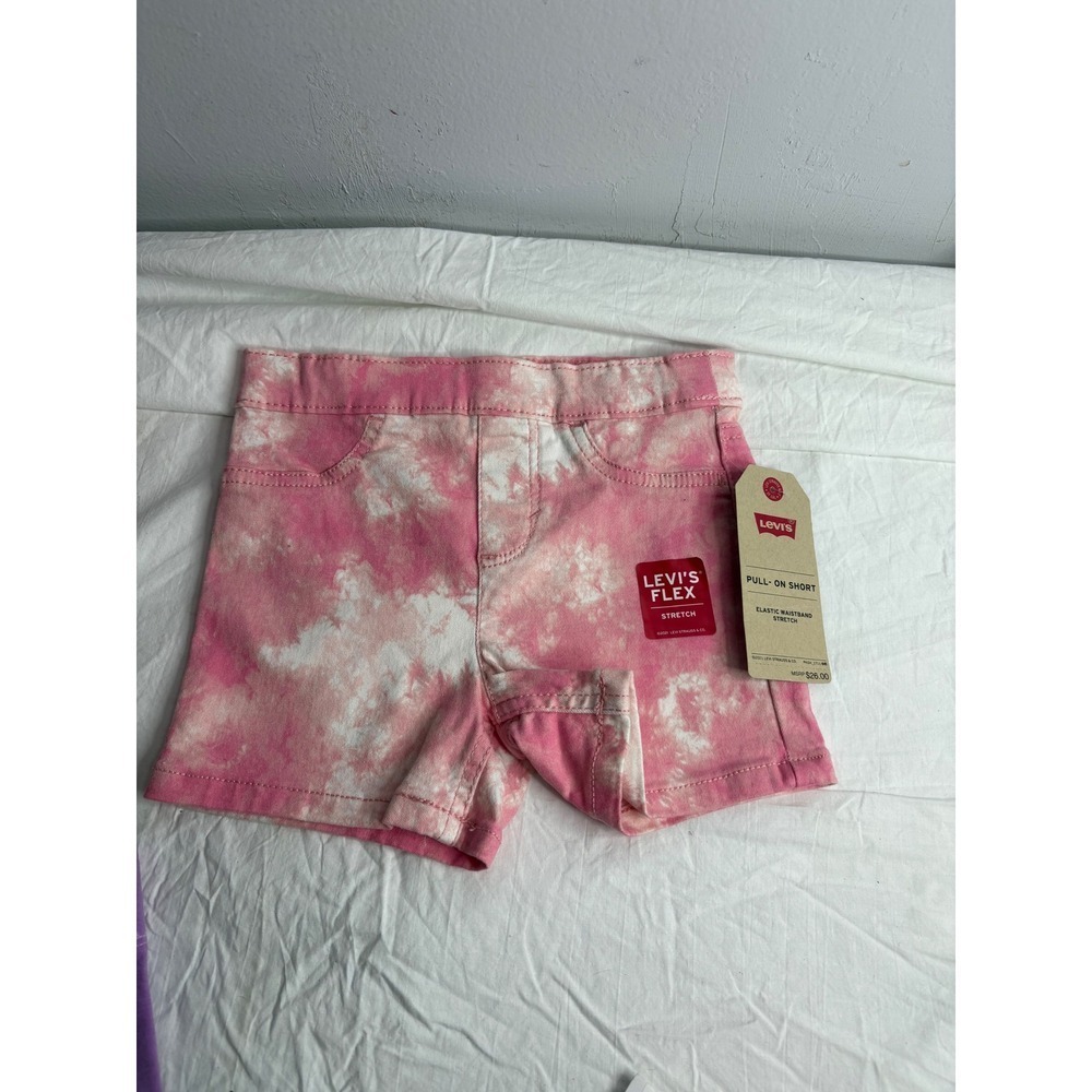 Levi's Flex Kids Girls Pink Tie Dye Pull On Shorts Elastic Waist Stretch Size 5